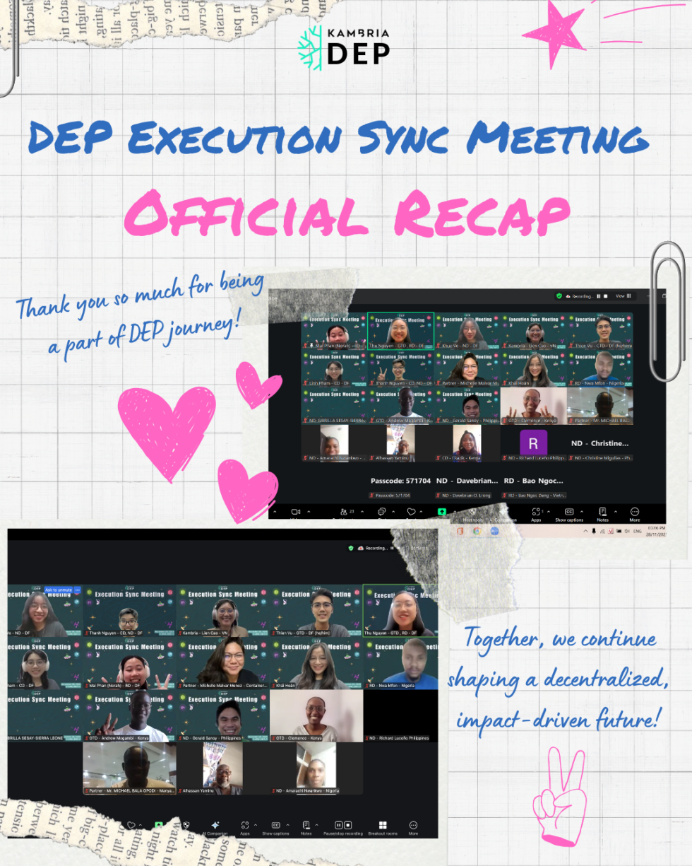 DEP Execution Sync Meeting - Kambria